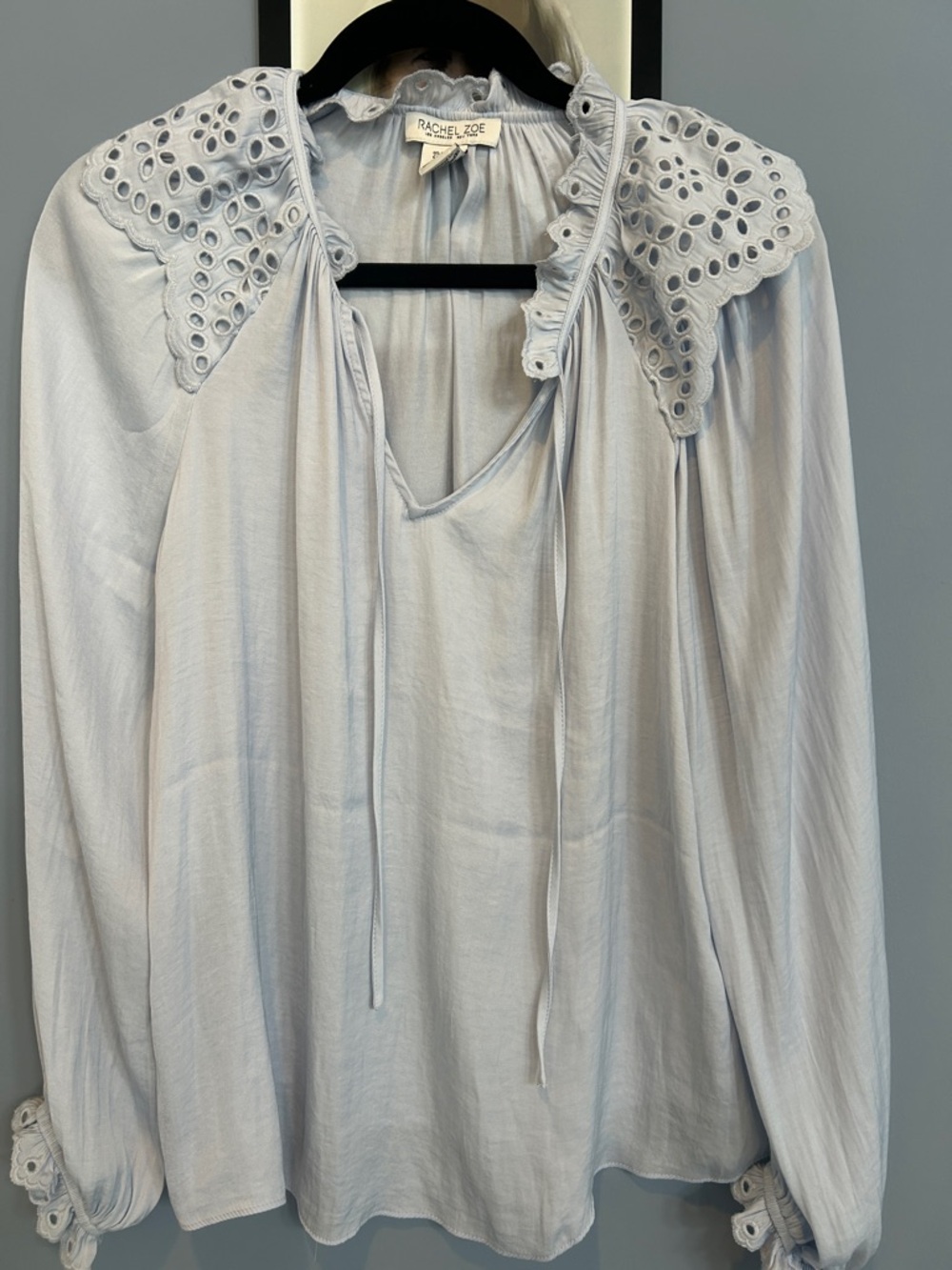 Rachel Zoe Pale Blue Eyelet Peasant Blouse